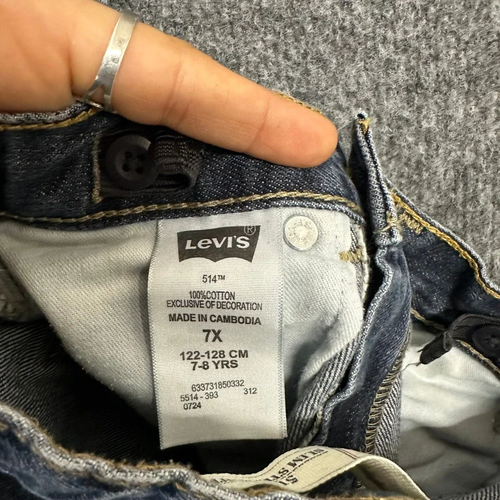 Levi's Jeans Boys Size 7XREG Dark Wash 514 Slim Straight Denim Casual Classic